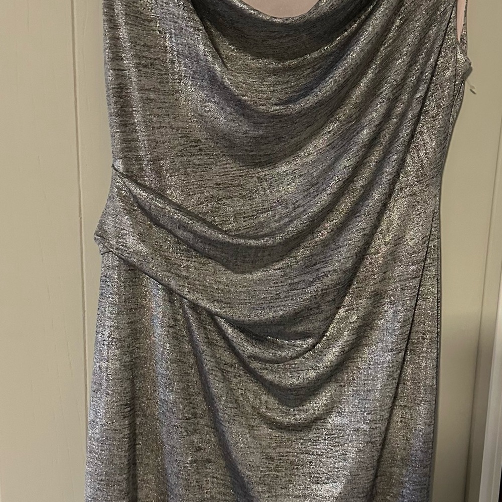 Elegant Silver Draped Women's Dress